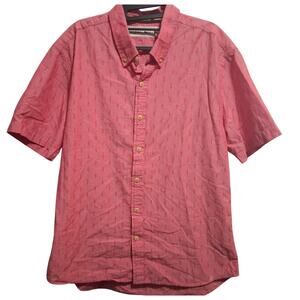 Normal Brand Shirt Men's Large Casual Salmon Color Cotton Button Up Short Sleeve
